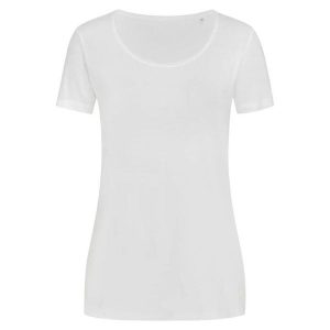 Koszulka Damska Finest Cotton T-shirt. Białe t-shirty STEDMAN, bez wzorów, bez kołnierzyka, bez ramiączek. Za 33,99 zł.
