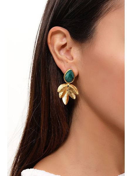 L'Atelier de Gaia Pozłacane kolczyki z agatem rozmiar: onesize. Zielone kolczyki L'Atelier de Gaia, z agatem, pozłacane. Za 87,19 zł.