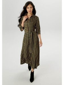 Aniston Sukienka w kolorze czarno-zielono-żółtym rozmiar: 42. Czarne sukienki Aniston, bez wzorów, z tkaniny, bez kołnierzyka, bez ramiączek, maxi. Za 104,99 zł.