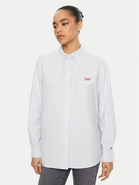 Tommy Jeans Koszula DW0DW19358 Błękitny Relaxed Fit. Niebieskie koszule Tommy Jeans, l, bez wzorów, z bawełny, bez kołnierzyka, bez ramiączek. Za 349,99 zł.