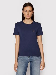 Tommy Jeans T-Shirt Tjw Jersey DW0DW09198 Granatowy Regular Fit. Niebieskie t-shirty Tommy Jeans, xs, bez wzorów, z bawełny, bez kołnierzyka, bez ramiączek. Za 99,99 zł.
