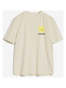 Armedangels Koszulka "Tarjaa Smile" w kolorze beżowym rozmiar: L. Brązowe bluzki ARMEDANGELS, l, bez wzorów, z bawełny, bez kołnierzyka, bez ramiączek. Za 130,50 zł.