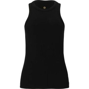 Damski tank top Athlecia Lankae. Czarne topy Athlecia, bez wzorów, sportowe, bez kołnierzyka, bez ramiączek. Za 140,00 zł.