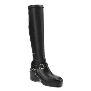 Czarne Kozaki Carinii Eleganckie Buty Na Obcasie. Czarne kozaki Carinii, bez wzorów, ze skóry, bez obcasa, na obcasie, bez zapięcia. Za 469,00 zł.
