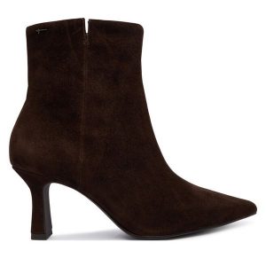 Botki Tamaris. Brązowe botki Tamaris, bez wzorów, bez obcasa, na słupku, bez zapięcia. Za 449,99 zł.