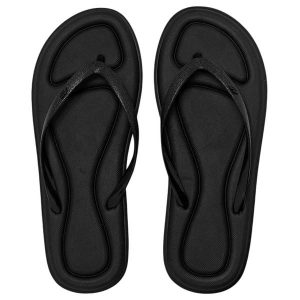 Japonki damskie 4F 4FWSS25FFLIF185. Czarne klapki 4f, bez wzorów, z gumy, bez obcasa. Za 49,99 zł.
