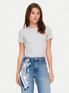 ONLY T-Shirt Val 15339774 Szary Slim Fit. Szare t-shirty ONLY, m, bez wzorów, z bawełny, bez kołnierzyka, bez ramiączek. Za 79,99 zł.