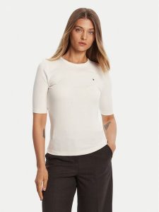 Tommy Hilfiger Bluzka WW0WW47308 Écru Slim Fit. Bluzki TOMMY HILFIGER, xl, bez wzorów, z wiskozy, bez kołnierzyka, bez ramiączek. Za 159,99 zł.