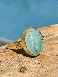 Taboo Pozłacany pierścionek z amazonitem rozmiar: 52. Żółte pierścionki Taboo, pozłacane. Za 170,07 zł.