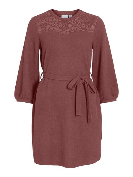 Vila Sukienka w kolorze jasnobrązowym rozmiar: S. Brązowe sukienki Vila, na co dzień, s, bez wzorów, z koronki, bez kołnierzyka, bez ramiączek, midi, proste. Za 87,61 zł.