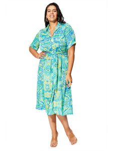 Aller Simplement Sukienka w kolorze niebiesko-zielonym rozmiar: 46/48. Niebieskie sukienki Aller Simplement, na co dzień, bez wzorów, z tkaniny, bez kołnierzyka, bez ramiączek, mini, proste. Za 155,15 zł.