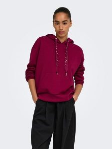 ONLY Bluza w kolorze bordowym rozmiar: M. Czerwone bluzy ONLY, m, bez wzorów, z kapturem. Za 139,95 zł.