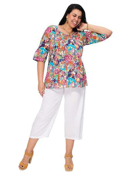 Aller Simplement Bluzka ze wzorem rozmiar: 50/52. Bluzki Aller Simplement, bez wzorów, z bawełny, klasyczne, bez kołnierzyka, bez ramiączek. Za 96,83 zł.