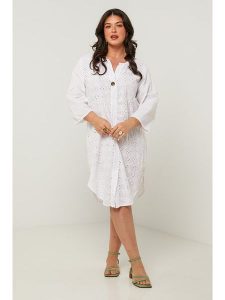 Curvy Lady Sukienka w kolorze białym rozmiar: 48/50. Białe sukienki Curvy Lady, bez wzorów, klasyczne, bez kołnierzyka, bez ramiączek, midi. Za 158,10 zł.