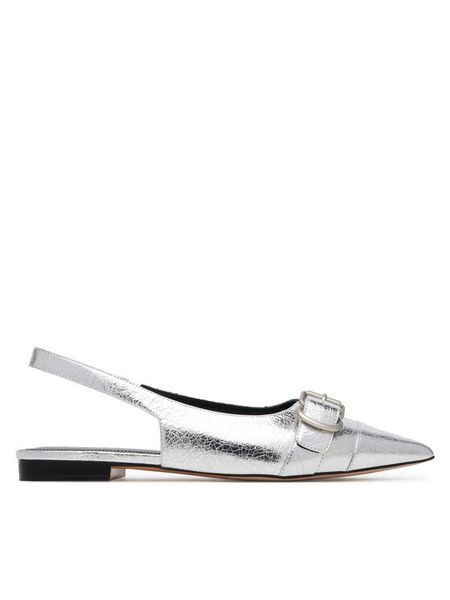 Badura Baleriny HIBISCUS-LT593-911 Srebrny. Szare balerinki Badura, bez wzorów, ze skóry, bez obcasa, bez zapięcia. Za 299,99 zł.