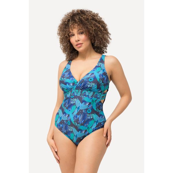 Damski Kostium kąpielowy papugi miękkie miseczki. Zielone stroje jednoczęściowe Ulla Popken, bez wzorów, z elastanu. Za 279,99 zł.