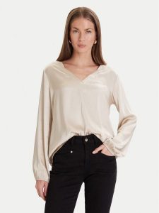 Maryley Bluzka 25IB824/18LA Beżowy Regular Fit. Brązowe bluzki Maryley, l, bez wzorów, z wiskozy, bez kołnierzyka, bez ramiączek. Za 229,99 zł.