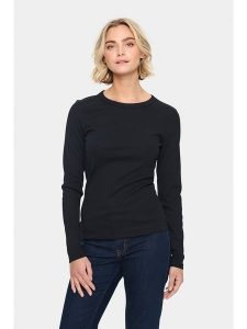 SAINT TROPEZ Koszulka "Aster" w kolorze czarnym rozmiar: XL. Czarne bluzki Saint Tropez, xl, bez wzorów, z bawełny, bez kołnierzyka, bez ramiączek. Za 83,42 zł.