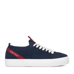 Tenisówki Nautica. Niebieskie trampki Nautica, bez wzorów, bez zapięcia. Za 149,99 zł.