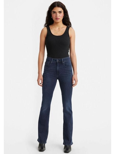 Levi's Dżinsy "725" - Flare fit - w kolorze granatowym rozmiar: W26/L32. Niebieskie jeansy Levi's®, z aplikacjami, ze skóry, z podwyższonym stanem. Za 164,02 zł.