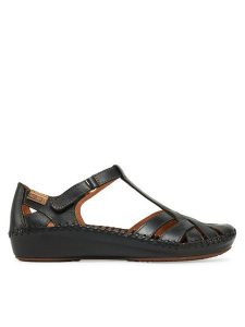 Pikolinos Sandały 655-0732St Czarny. Czarne sandały Pikolinos, bez wzorów, ze skóry, bez obcasa, na płaskiej podeszwie, bez zapięcia. Za 519,99 zł.