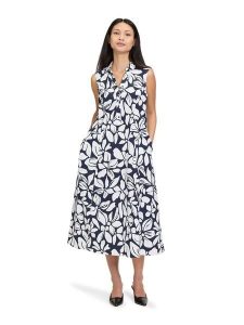 Vera Mont Sukienka w kolorze granatowo-białym rozmiar: 46. Białe sukienki Vera Mont, bez wzorów, bez kołnierzyka, bez ramiączek, midi. Za 217,99 zł.