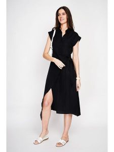 Le Jardin du Lin Sukienka w kolorze czarnym rozmiar: 40. Czarne sukienki Le jardin du lin, bez wzorów, bez kołnierzyka, bez ramiączek, midi. Za 130,99 zł.