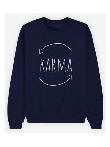 WOOOP Bluza "Karma" w kolorze granatowym rozmiar: L. Niebieskie bluzy Wooop, l, bez wzorów, bez kaptura. Za 110,04 zł.