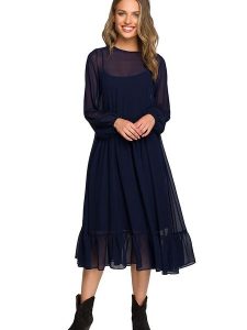 Stylove Sukienka w kolorze granatowym rozmiar: M. Niebieskie sukienki Stylove, m, bez wzorów, bez kołnierzyka, bez ramiączek, maxi. Za 171,28 zł.
