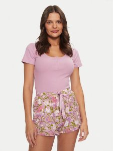 Hunkemöller Koszulka piżamowa Henley 206488 Różowy Regular Fit. Czerwone koszule nocne Hunkemöller, bez wzorów, z wiskozy, bez ramiączek. Za 69,99 zł.