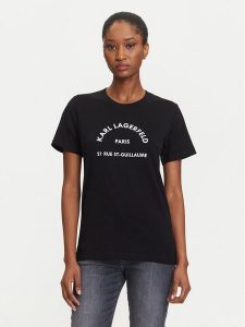 KARL LAGERFELD T-Shirt A3W17105 Czarny Regular Fit. Czarne t-shirty KARL LAGERFELD, s, bez wzorów, z bawełny, bez kołnierzyka, bez ramiączek. Za 289,99 zł.