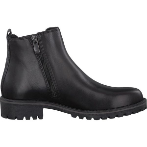 Skórzane botki w kolorze czarnym. Czarne botki marki Marco Tozzi, z materiału. W wyprzedaży za 172,95 zł.