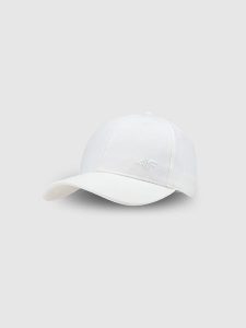 4F Czapka z daszkiem strapback uniseks - biała L/XL. Białe czapki 4f, bez wzorów, z bawełny, sportowe. W wyprzedaży za 39,99 zł.