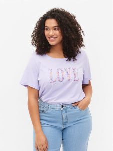 Zizzi T-Shirt V50224B Fioletowy Regular Fit. Fioletowe t-shirty Zizzi, m, bez wzorów, z bawełny, bez kołnierzyka, bez ramiączek. Za 99,99 zł.