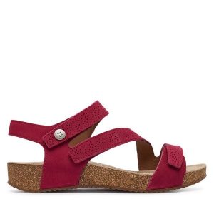 Sandały Josef Seibel. Czerwone sandały Josef Seibel, bez wzorów, bez obcasa, na płaskiej podeszwie, bez zapięcia. Za 439,99 zł.