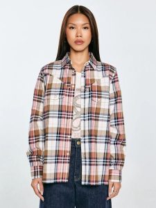 Koszula damska flanelowa w kratę z kolekcji Authentic różowa Nonu 000. Czerwone koszule Big Star, l, z aplikacjami, z bawełny, z asymetrycznym kołnierzem, bez ramiączek. Za 229,99 zł.