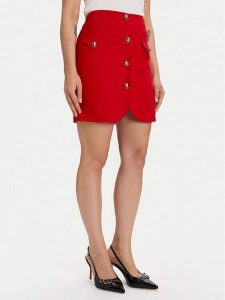 Morgan Spódnica mini 252-JADOR.F Czerwony Slim Fit. Czerwone spódnice Morgan, bez wzorów, z bawełny, mini. Za 299,99 zł.