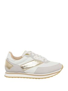 Benetton Sneakersy w kolorze biało-szaro-złotym rozmiar: 38. Białe trampki Benetton, bez wzorów, bez zapięcia. Za 162,49 zł.