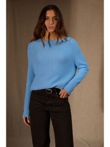 Perfect Cashmere Kaszmirowy sweter "Oceane" w kolorze błękitnym rozmiar: M. Niebieskie swetry oversize Perfect Cashmere, m, bez wzorów, z kaszmiru, bez ramiączek. Za 432,48 zł.