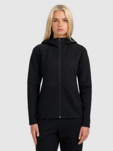 4F Bluza dresowa rozpinana z kapturem damska - czarna XXL. Czarne bluzy 4f, uniwersalny, bez wzorów, z dresówki, z kapturem. Za 249,99 zł.