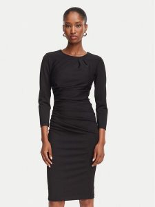 Rinascimento Sukienka koktajlowa CFC0130327003 Czarny Slim Fit. Czarne sukienki Rinascimento, xs, bez wzorów, z syntetyku, wizytowe, bez kołnierzyka, bez ramiączek. Za 529,99 zł.