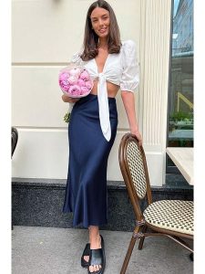Trendyol Spódnica w kolorze granatowym rozmiar: XL. Niebieskie spódnice Trendyol, xl, bez wzorów, midi. Za 122,96 zł.