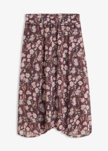 Spódnica midi z szyfonu. Fioletowe spódnice bonprix, bez wzorów, z szyfonu, midi. Za 124,99 zł.