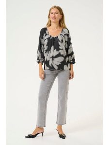 Cream Bluzka w kolorze czarno-kremowym rozmiar: 42. Czarne bluzki Cream, bez wzorów, z wiskozy, bez kołnierzyka, bez ramiączek. Za 134,45 zł.