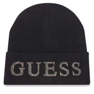 Czapka Guess. Czarne czapki Guess, z aplikacjami. Za 149,99 zł.