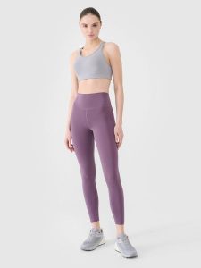 4F Legginsy treningowe ze średnim stanem damskie - fioletowe S. Fioletowe legginsy 4f, bez wzorów, z dzianiny. W wyprzedaży za 69,99 zł.