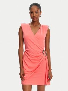 Patrizia Pepe Sukienka koktajlowa 2A2918/J280-R854 Koralowy Regular Fit. Pomarańczowe sukienki Patrizia Pepe, bez wzorów, z syntetyku, wizytowe, bez kołnierzyka, bez ramiączek. Za 659,99 zł.