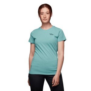 Koszulka turystyczna damska Black Diamond Desert To Mountain T-shirt. Zielone bluzki Black Diamond, xs, bez wzorów, bez kołnierzyka, bez ramiączek. Za 114,99 zł.