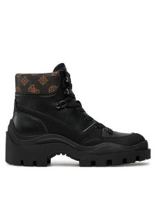 Guess Botki Yia Czarny. Czarne botki Guess, z aplikacjami, ze skóry, bez obcasa, na płaskiej podeszwie, bez zapięcia. Za 359,99 zł.