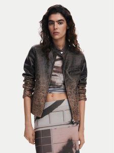 Desigual Kurtka skórzana 25SWEW44 Brązowy Regular Fit. Brązowe kurtki Desigual, xs, bez wzorów, z syntetyku, bez kaptura. Za 369,99 zł.